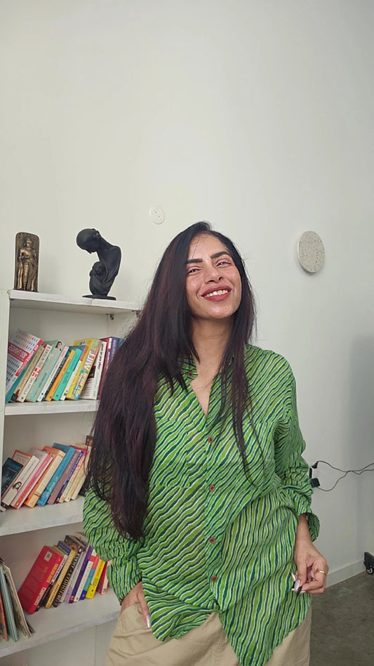 NAAN Traditional Green Ethnic Shirt for Women