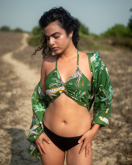 Green Jungle Vintage Shirt & Bralette Combo Set X RHEA