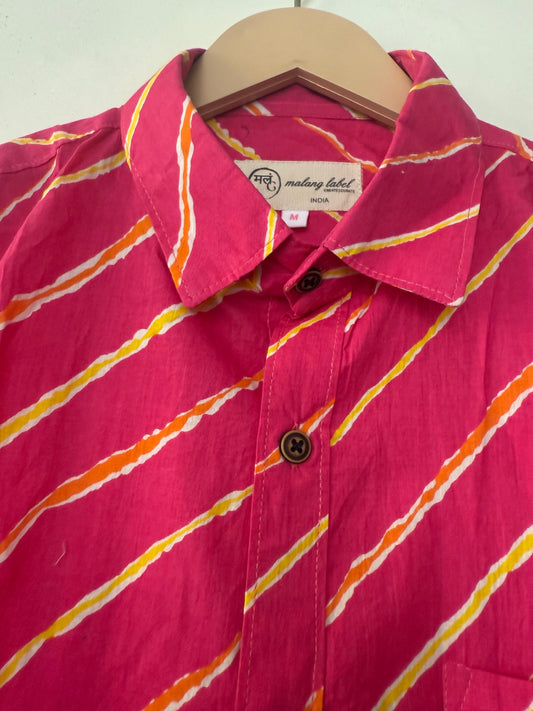 Lehariya Print ROKA Ceremony Cotton Shirt for Men By MALANG LABEL