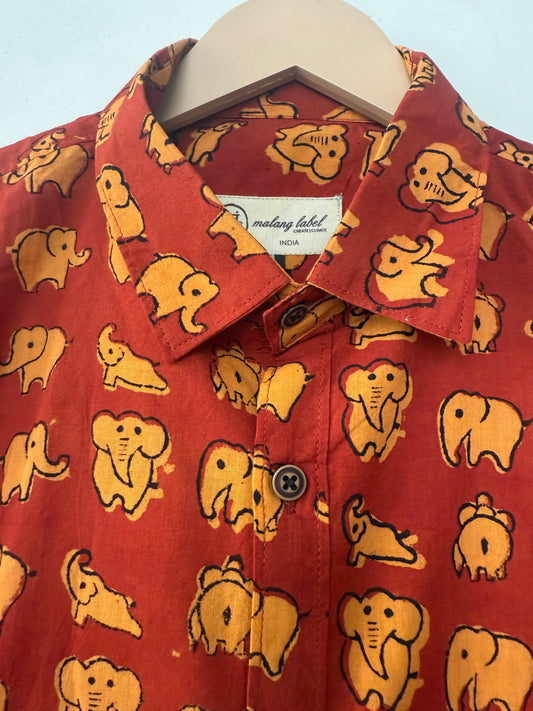 Cute Elephant Print Cotton Shirt for Men by Malang Label