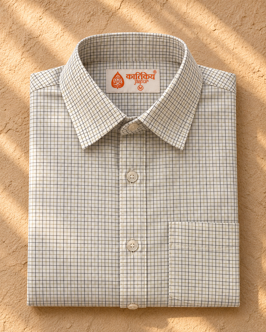 Mens Mini Check Every Day Wear Premium Cotton Shirt