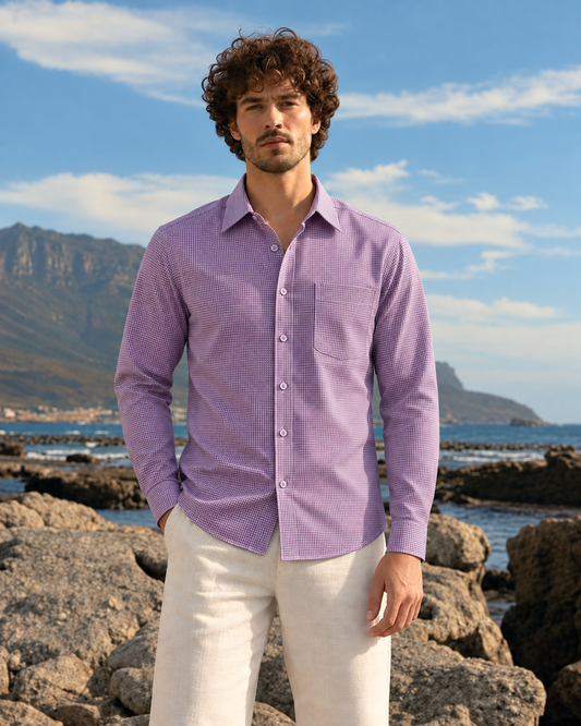 Mens Mini Checks Every Day Wear Premium Cotton Shirt