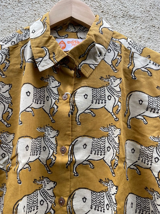 Classic Holy Cow Print Full Sleeve Cotton Shirt for Womens