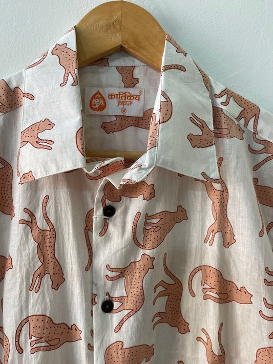 Men's Jungle Print Cotton Half Sleeve Shirt