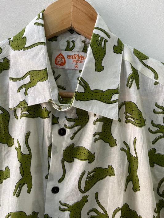 Men's Jungle Print Cotton Half Sleeve Shirt