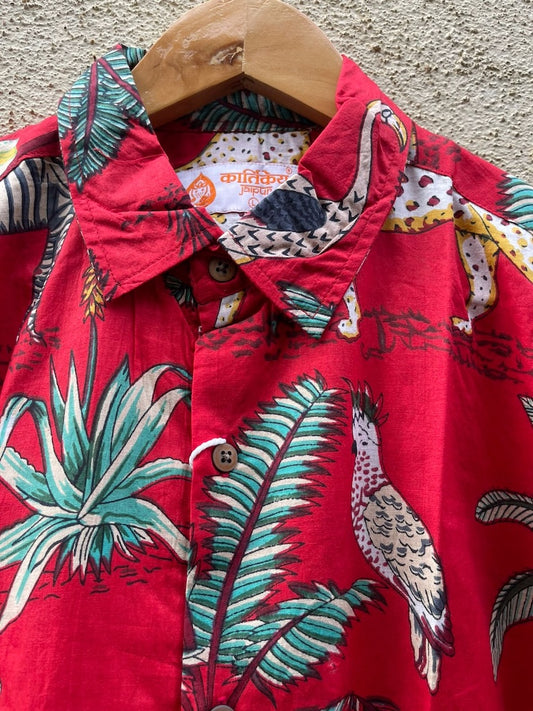 Red Jungle Full Sleeve Men's Cotton Shirt