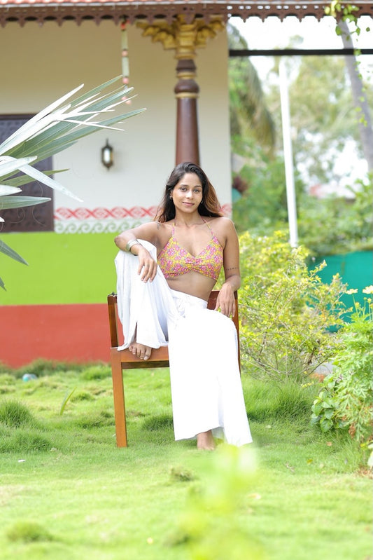 Floral Print Cotton Lace Bralette X KAVYA