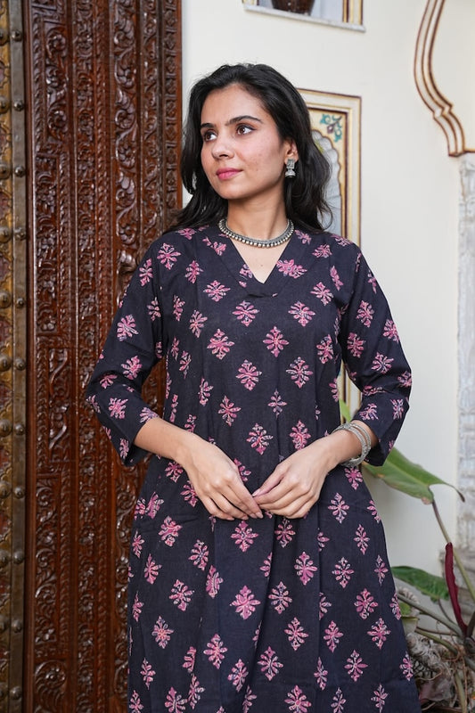 Bagru Handblock Printed Kurti Plazo