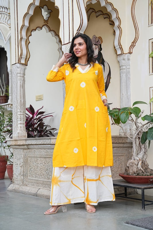 Bagru Handblock Printed Kurti Plazo