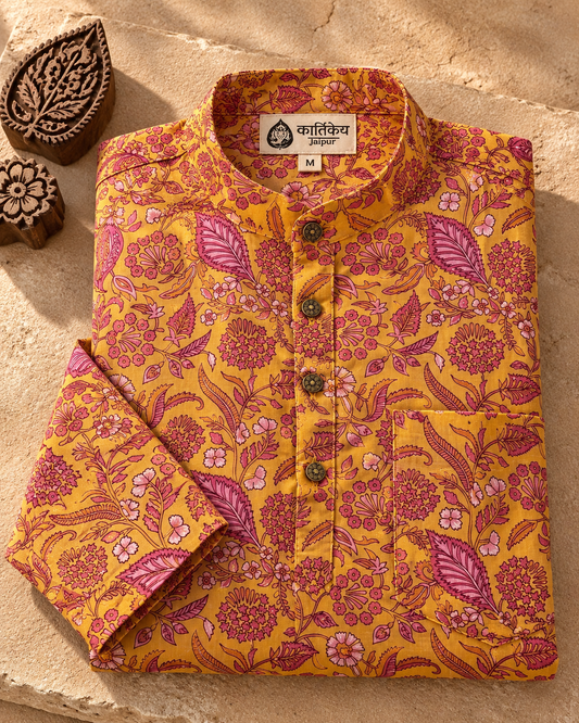 Festive Edit Sanganeri Print Traditional Cotton Short Kurta