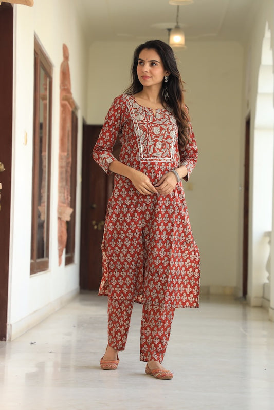 Handprinted Kurti Payjama
