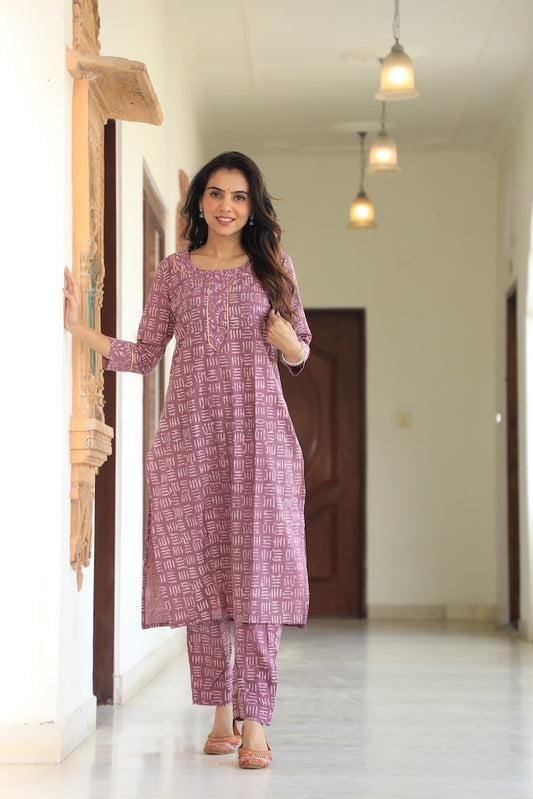 Handprinted Kurti Payjama