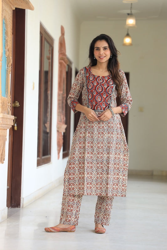 Handprinted Kurti Payjama