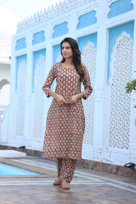 Handprinted Kurti Payjama