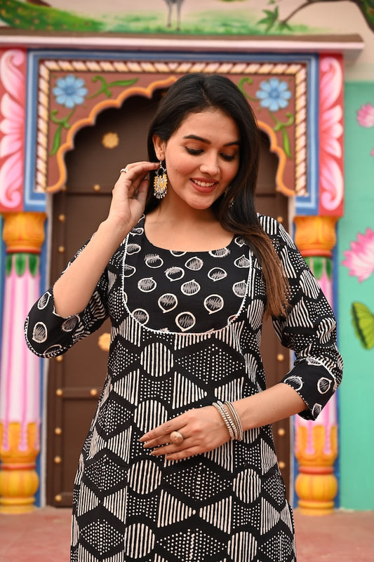 Handprinted Kurti Payjama