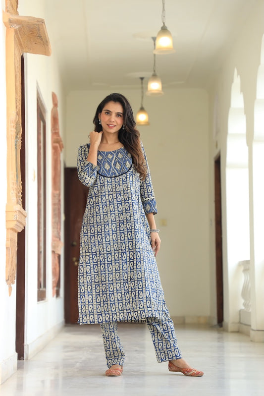 Handprinted Kurti Payjama