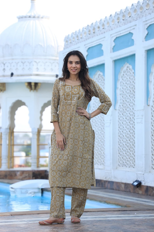 Handprinted Kurti Payjama