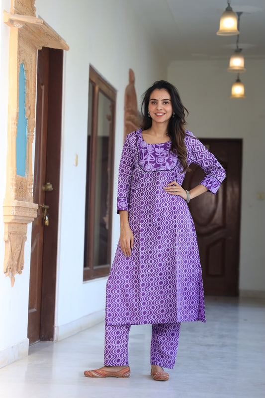 Handprinted Kurti Payjama