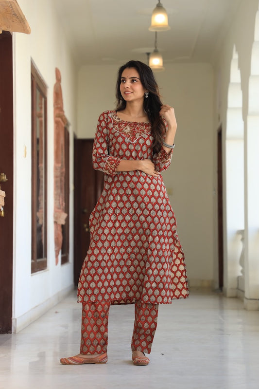 Handprinted Kurti Payjama