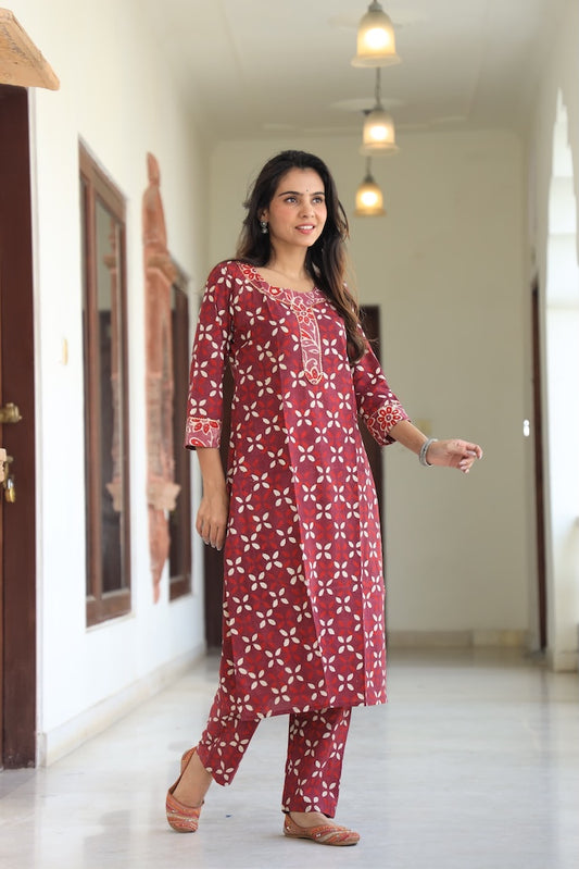 Handprinted Kurti Payjama