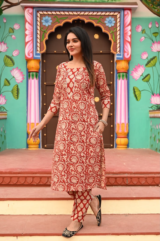 Handprinted Kurti Payjama