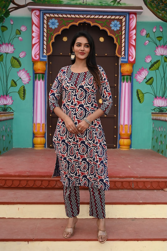 Handprinted Kurti Payjama