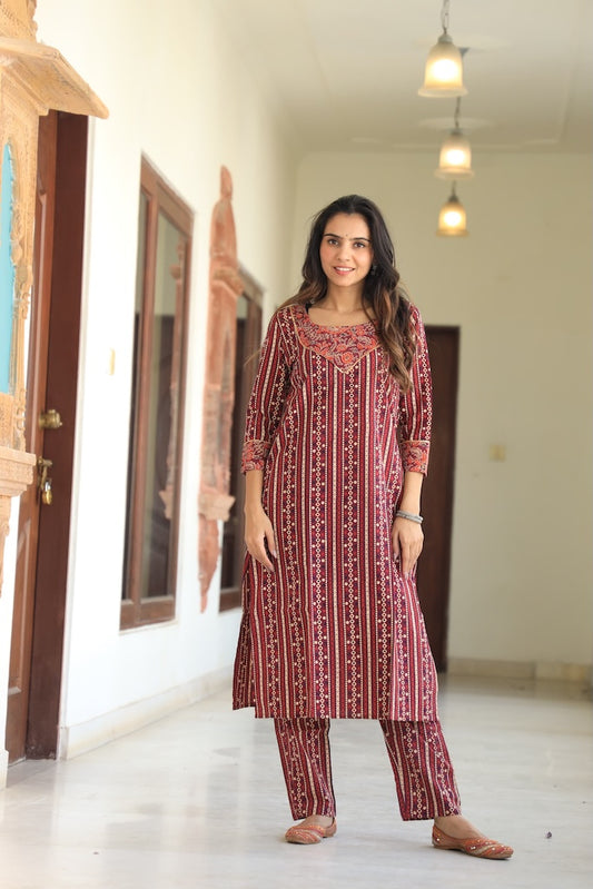 Handprinted Kurti Payjama