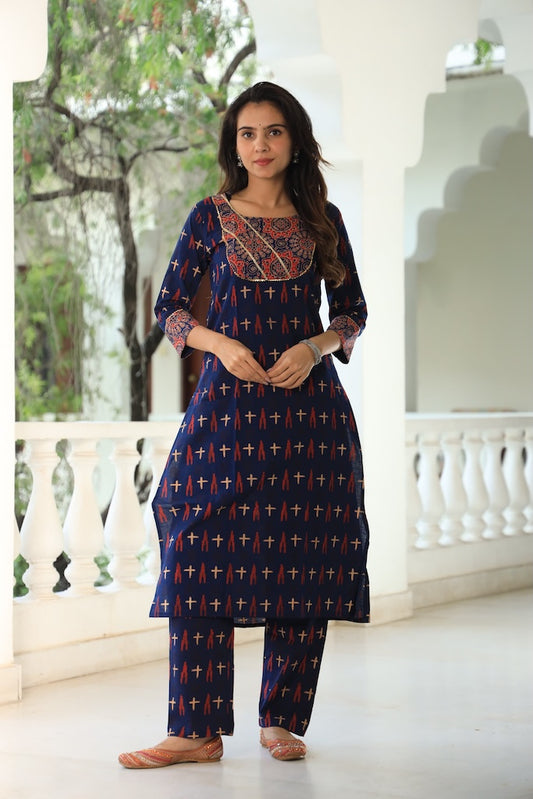 Handprinted Kurti Payjama