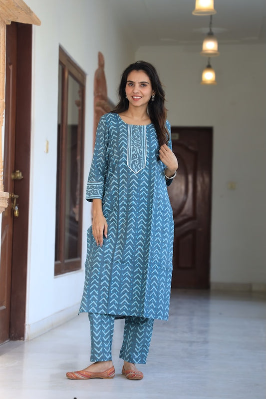 Handprinted Kurti Payjama