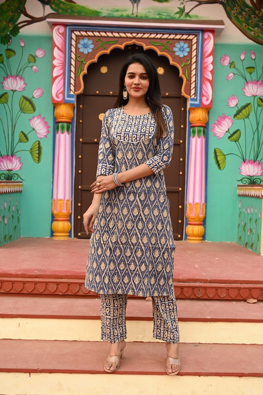 Handprinted Kurti Payjama