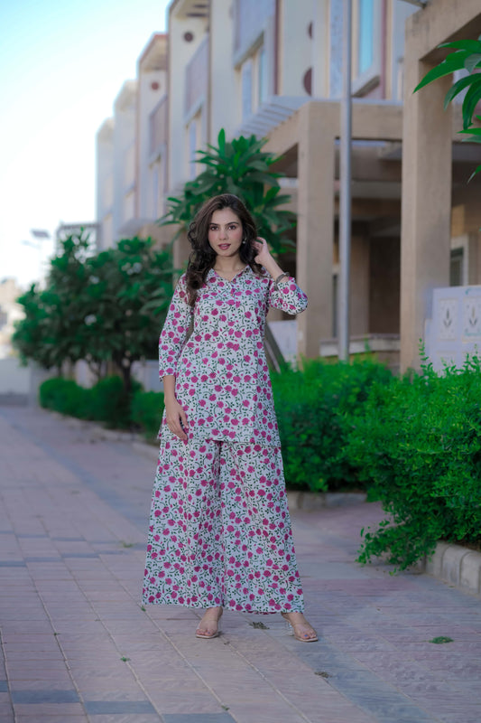 Bagru Handblock Printed Kurti Plazo