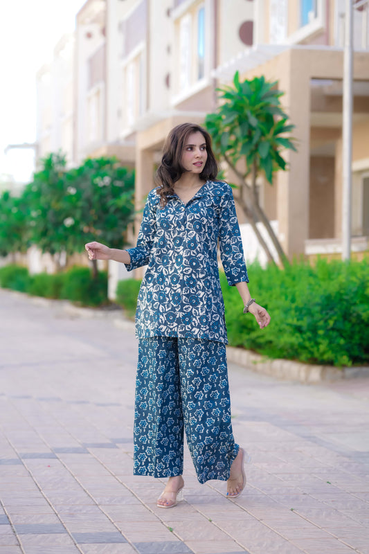 Bagru Handblock Printed Kurti Plazo