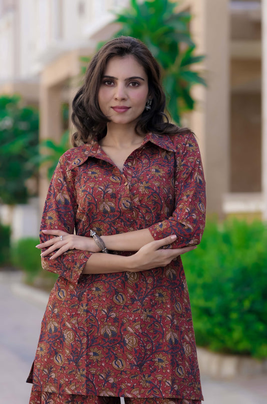 Bagru Handblock Printed Kurti Plazo