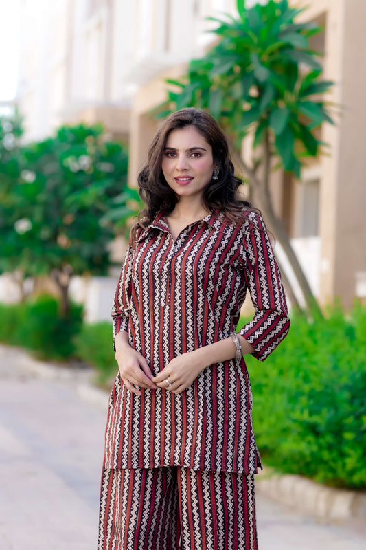 Bagru Handblock Printed Kurti Plazo