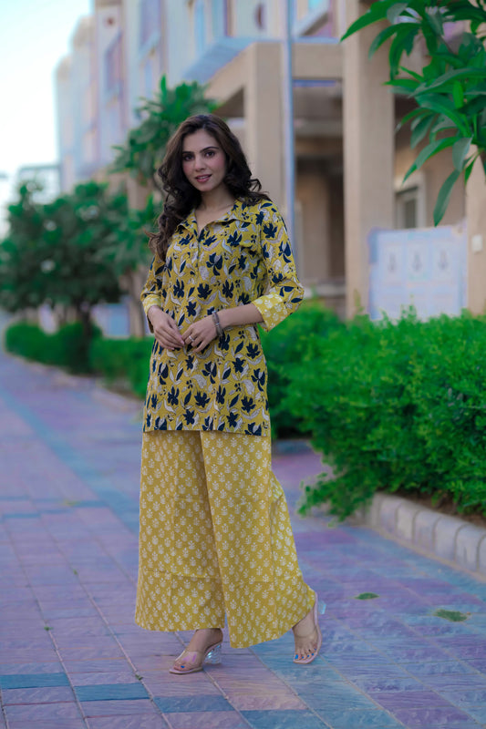 Bagru Handblock Printed Kurti Plazo