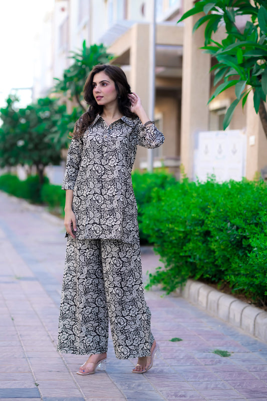 Bagru Handblock Printed Kurti Plazo