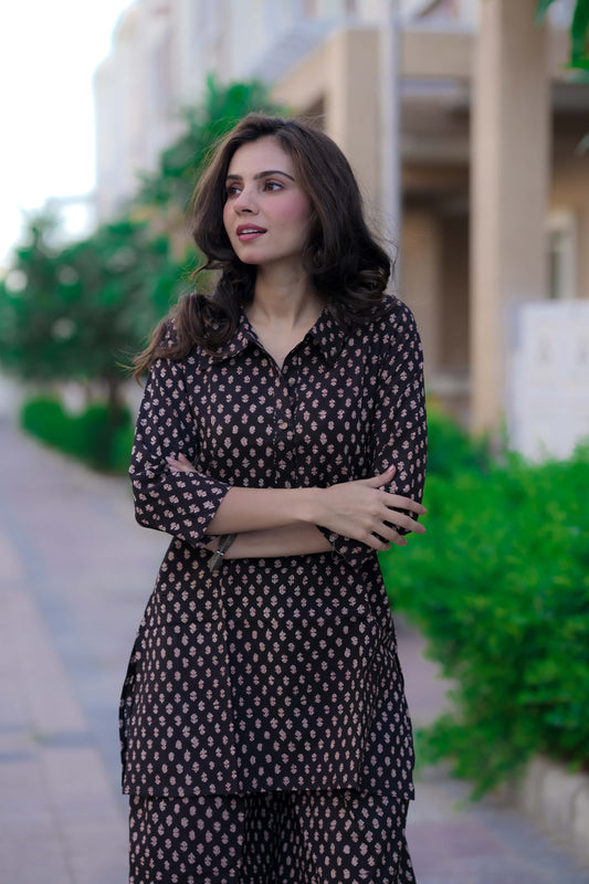 Bagru Handblock Printed Kurti Plazo