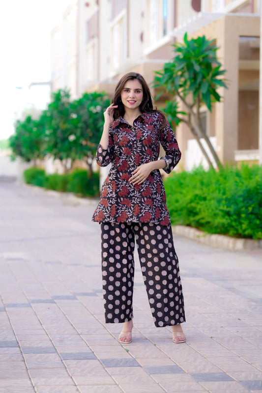 Bagru Handblock Printed Kurti Plazo