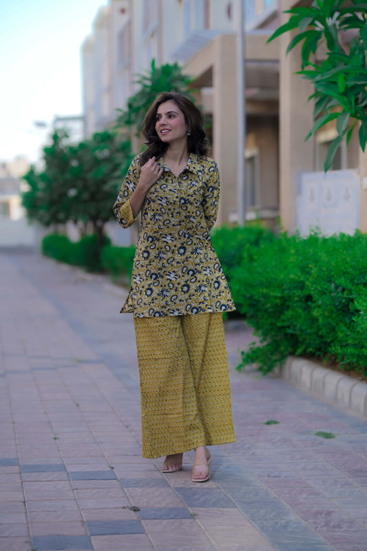 Bagru Handblock Printed Kurti Plazo