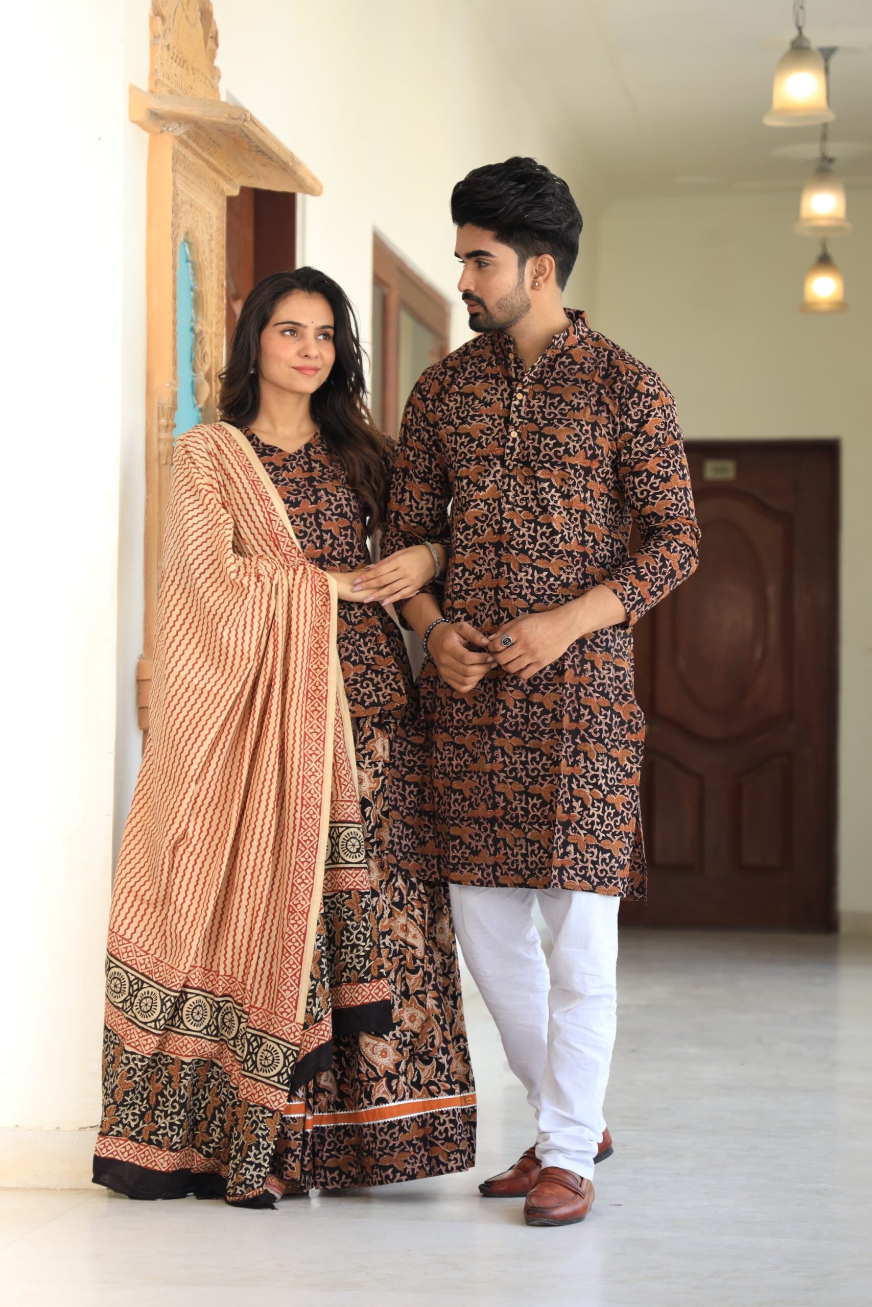 matching dress for couple Cotton Couple Matching Combo Dress