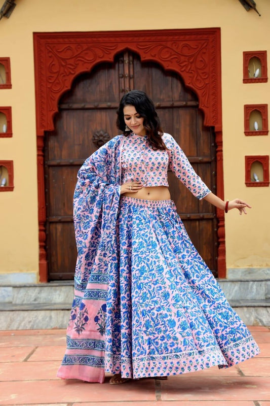 Hand Block Printed Rajasthani Lehenga