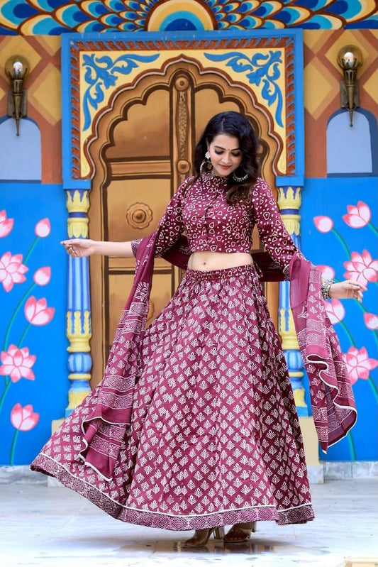 Hand Block Printed Rajasthani Lehenga