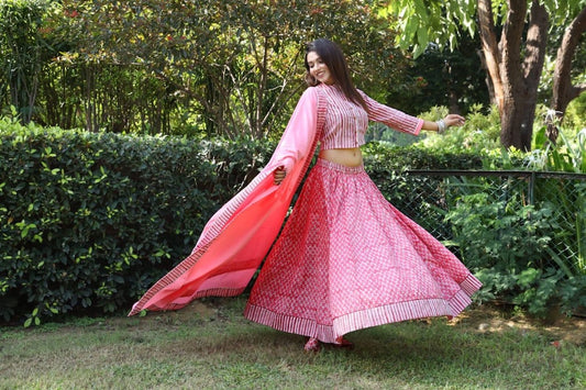 Hand Block Printed Rajasthani Lehenga