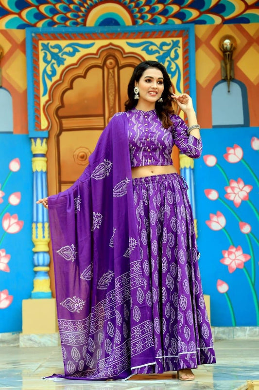 Hand Block Printed Rajasthani Lehenga