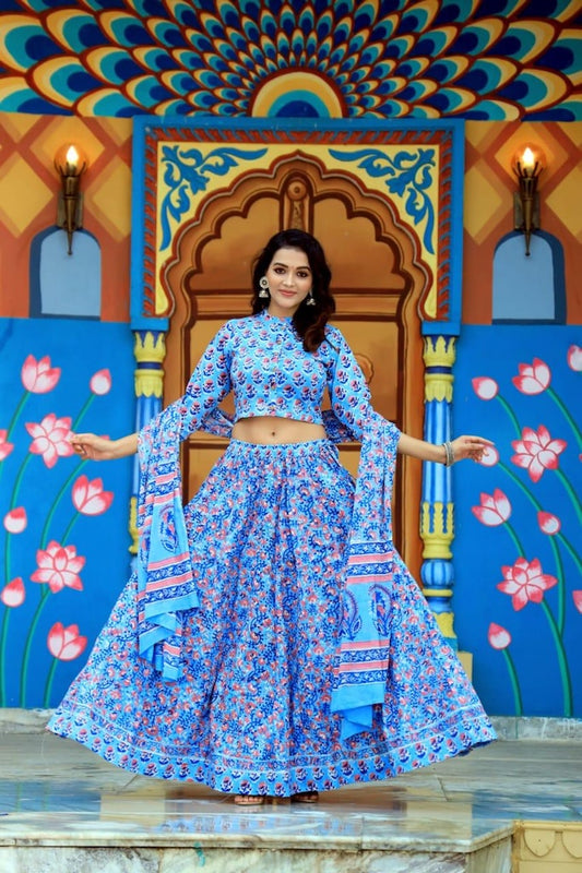 Hand Block Printed Rajasthani Lehenga