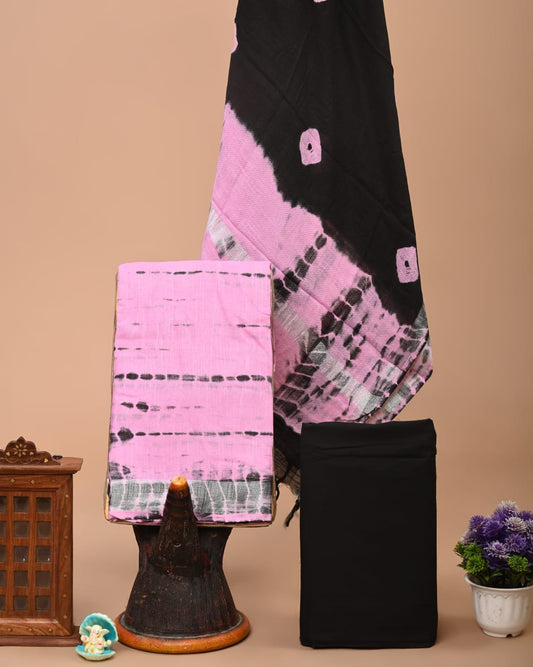 Bagru Handblock linen suit set with Zari border