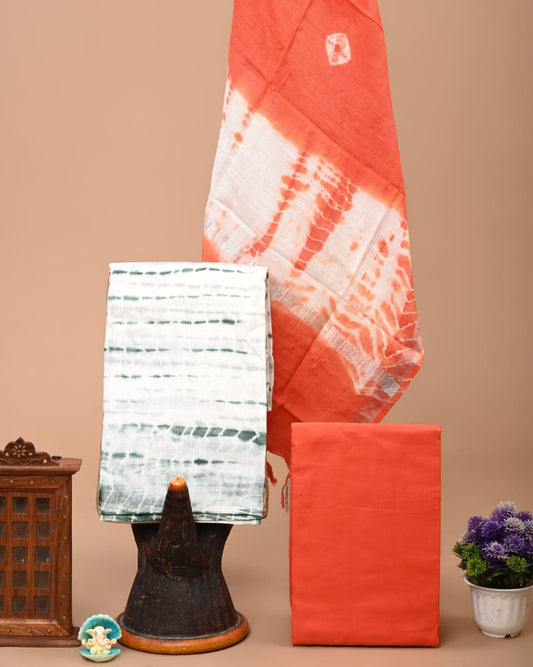 Bagru Handblock linen suit set with Zari border