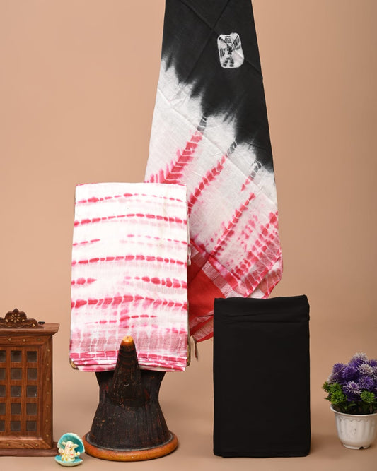 Bagru Handblock linen suit set with Zari border