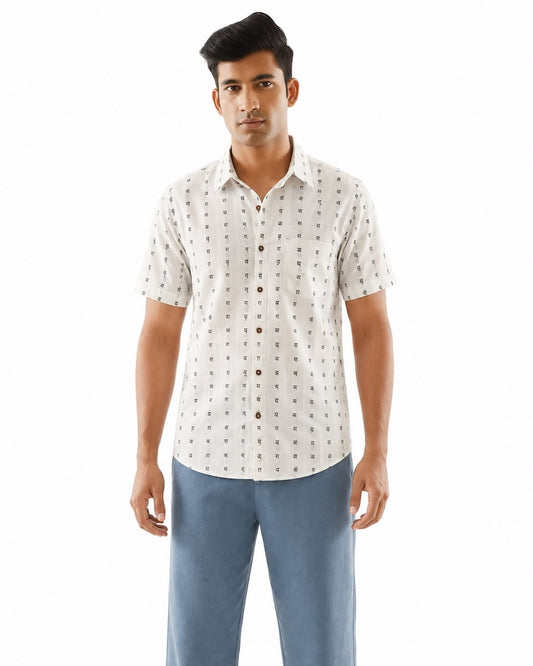 Classic मराठी अक्षरी Organic Men’s Shirt - By Kartikeya Jaipur