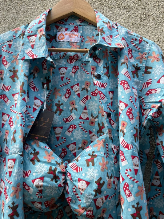 Christmas Prints Women Shirt with Bralette Combo